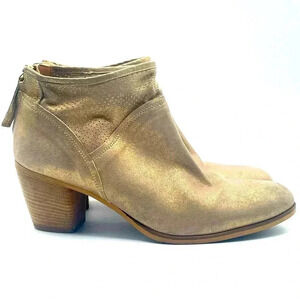 APROPO GOLD ANKLE BOOTS BOOTIES SIZE 41 BLOCK HEELS